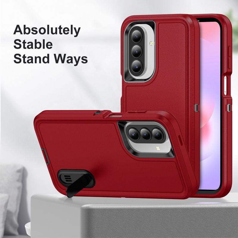 Candy Color Stand Phone Case For Samsung Galaxy S26 Ultra S25 FE S24 S23 Plus A17 A27 A37 A57 A15 A16 A36 A56 5G Hybrid 3in1 Shockproof Bumper Cover