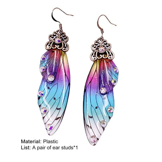 Colorful Butterflies Wing Shape Drop Earrings Women Simulation Rhinestone Dangle Hook Earrings Jewelry Accessory