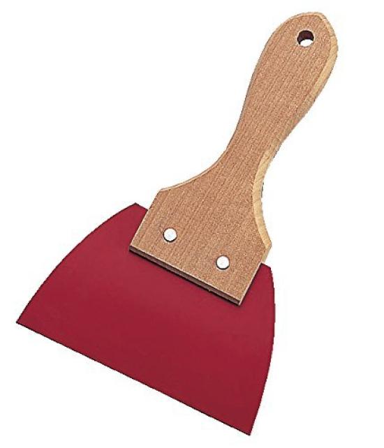 Shimotori Seisakusho Wooden Handle Triangular Rubber Made in 425 Spatula, Red, Large, Japan,