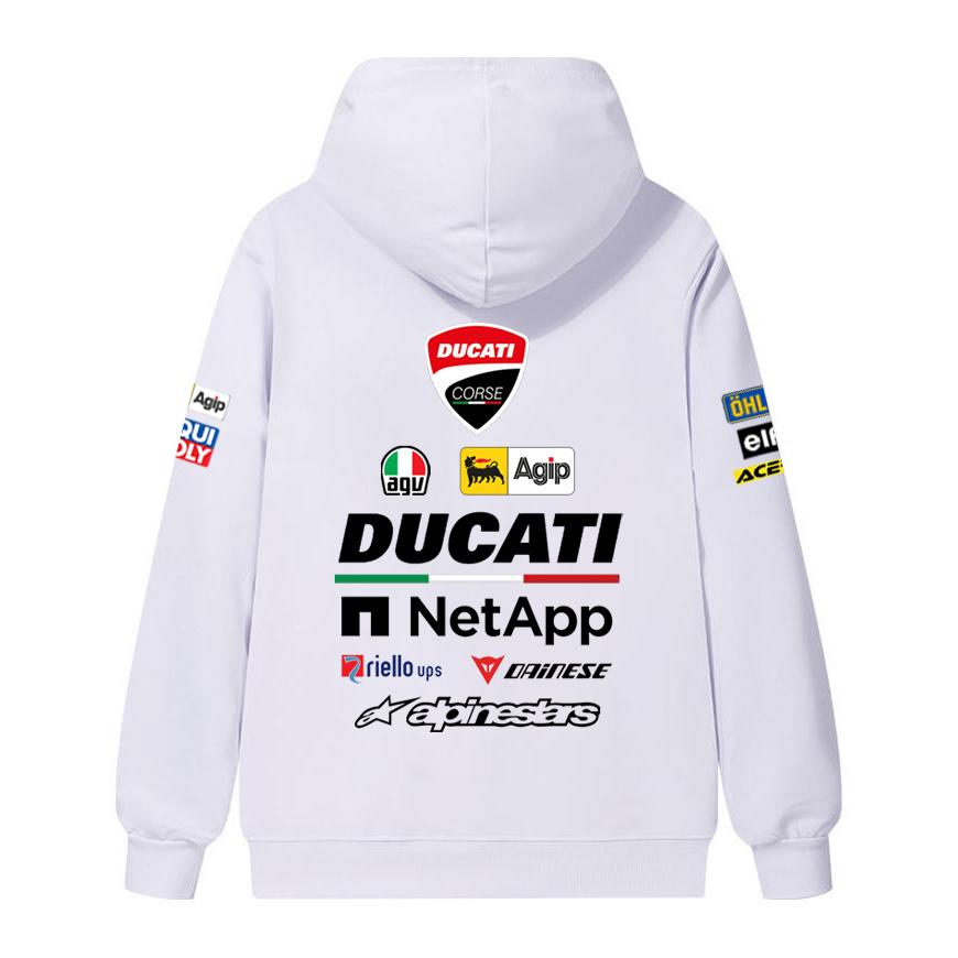 Ducati Felpa Corse MotoGP Racing, Unisex Oversize Streetwear Pullover con Stampa Completa Logo Sponsor