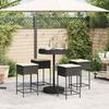 5-teiliges Garten-Bar-Set mit Kissen Schwarzes Poly-Rattan