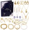 Christmas Jewelry Advent Calendar: 24 Compartments of Necklace, Bracelet & Stud Earrings Gift Box