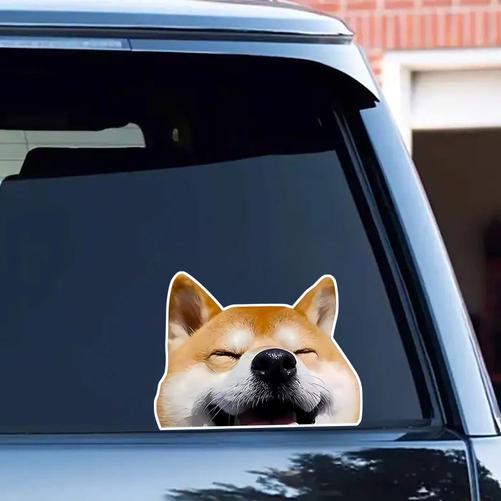 2 Pack 5"x4" Adorable Shiba Inu Vinyl Stickers - Funny Cartoon Design, Waterproof and