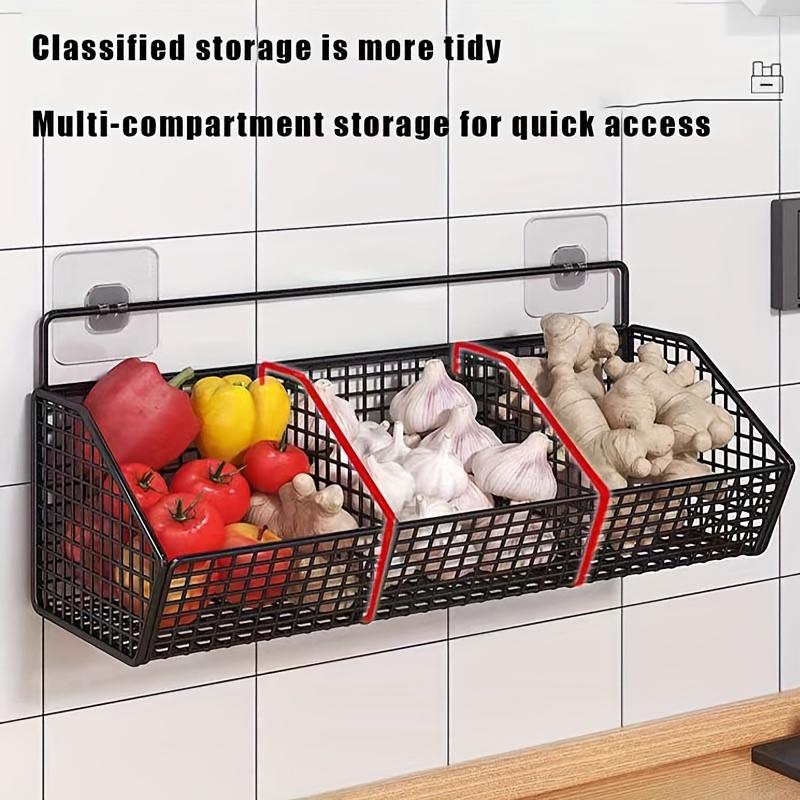 Úložný koš Drátěný Organizér na potraviny Nástěnný úložný regál Kuchyň Ložnice Koupelna Domácí nástěnný regál Stojan na houbičky Uhlíková ocel Závěsný koš