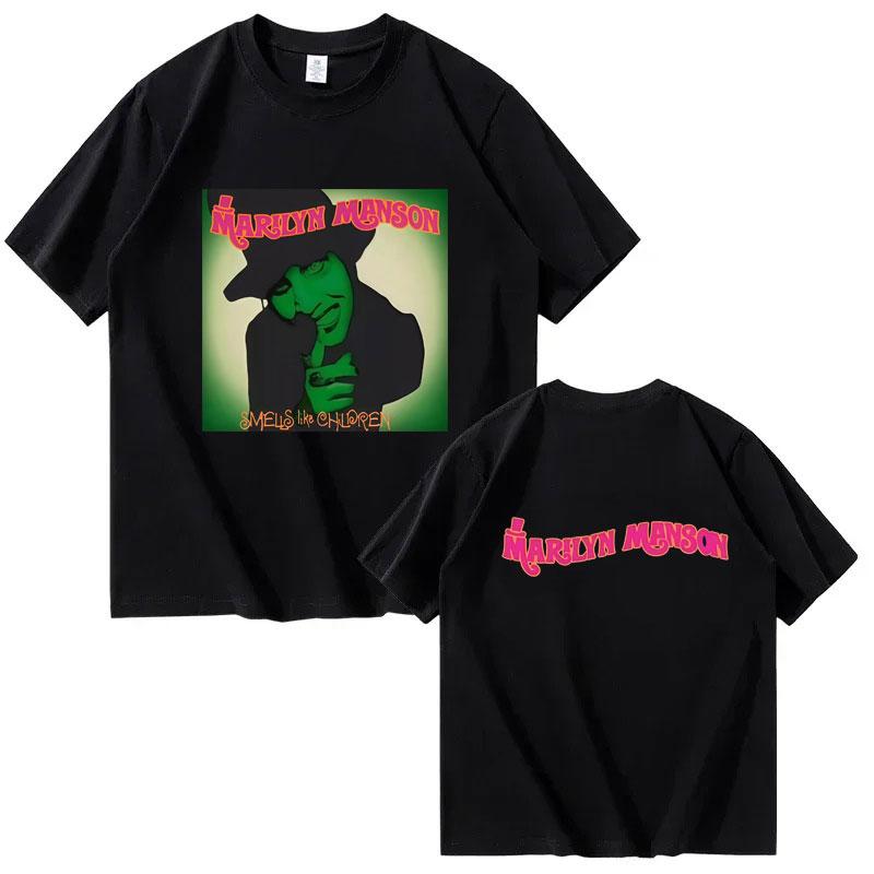 Double-sided Printed T-shirt Men s and Women s Gothic Casual Summer Printed Pure Cotton T-shirt S