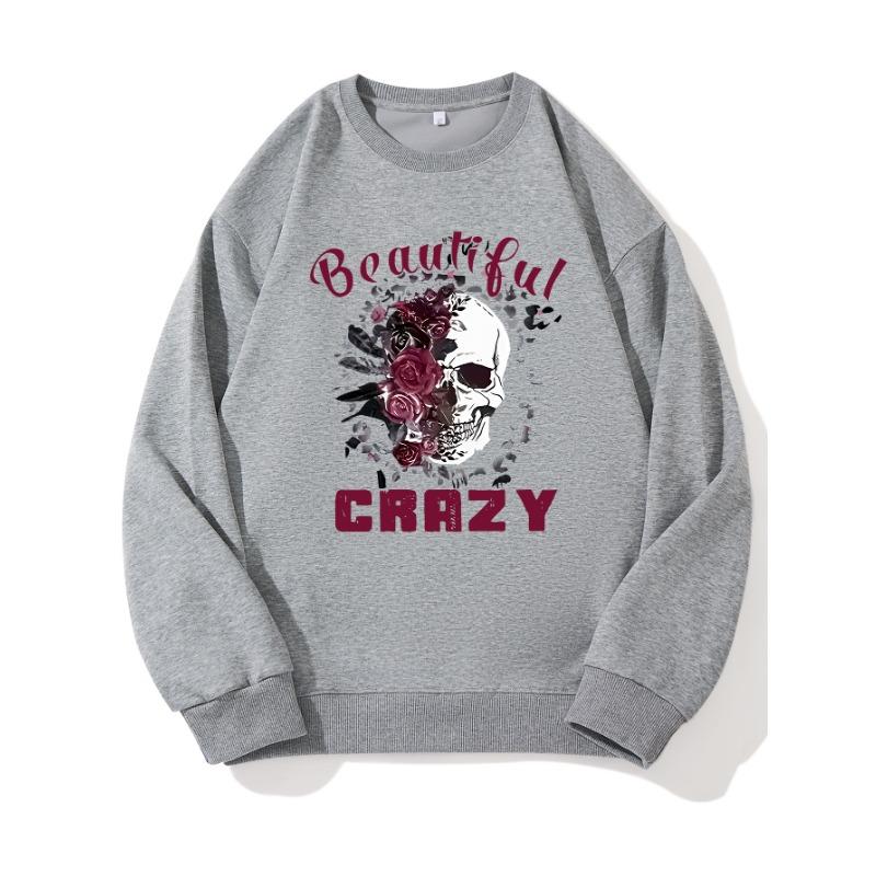 

Crrzy Модный принтованный топ, повседневная спортивная одежда на осень и зиму, хлопковая толстовка XXL слоновая кость