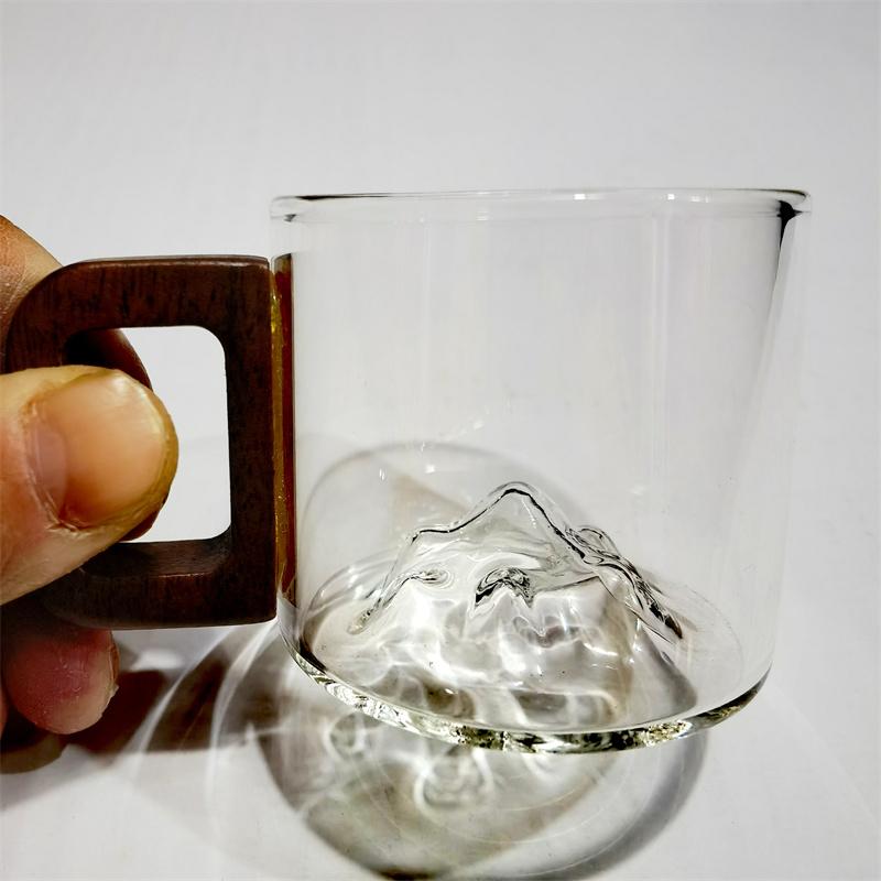 110ML Kleine Kapazität Espresso Glas Kaffeetasse Mit Holztablett Löffel Wiederverwendbare Teetasse Kunst Heim Barista Kaffee Zubehör