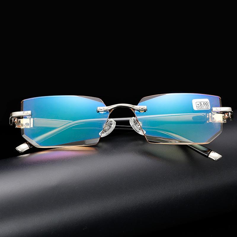 Men Women Square Reading Glasses Business HD Lens Rimless Eyeglasses Women's Trendy Presbyopia Prescription Eyewear +1.0 To +4.0