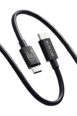 ELECOM USB4 Data USB PD Up To with Thunderbolt USB-C Cable, 1m, 60W, High-Speed Transfer, Compatible, 80Gbps, 8K/60Hz [Compatible 5/4/3, USB3.x/2.0]