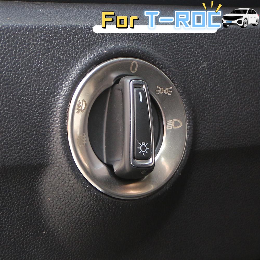 Car Head Light Adjust Button Panel Sticker for Volkswagen VW T-roc Troc 2017 2018 2019 2020 2021 2022 Stainless Steel Cover