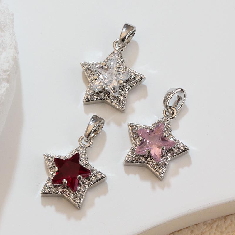 18k Gold-Filled Micro-Paved Zircon Star Pendant DIY Necklace & Earring Materials