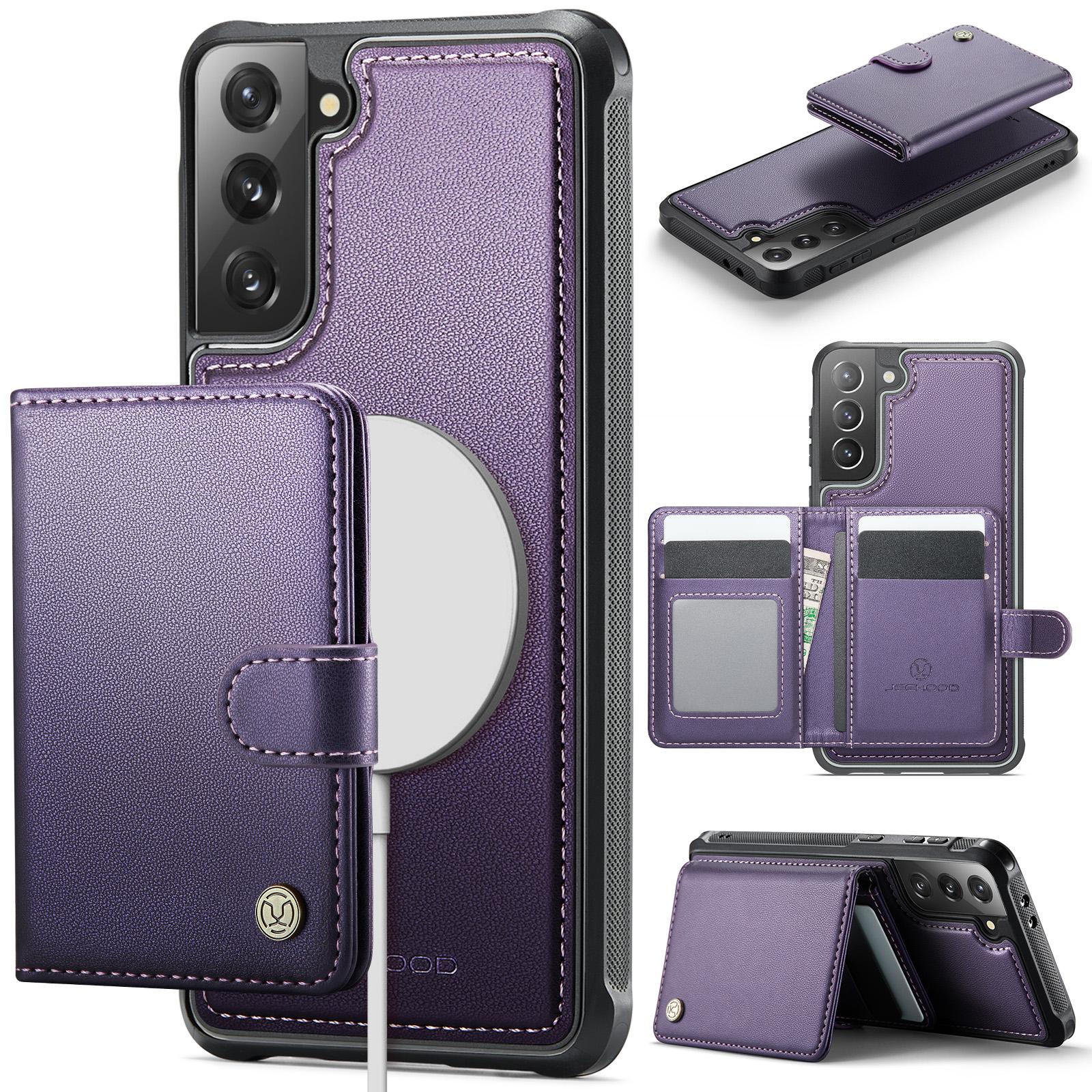 

For Samsung Galaxy S21+ 5G Case JEEHOOD J09 RFID Blocking Card Holder Leather Back Phone Cover Magnetic Case