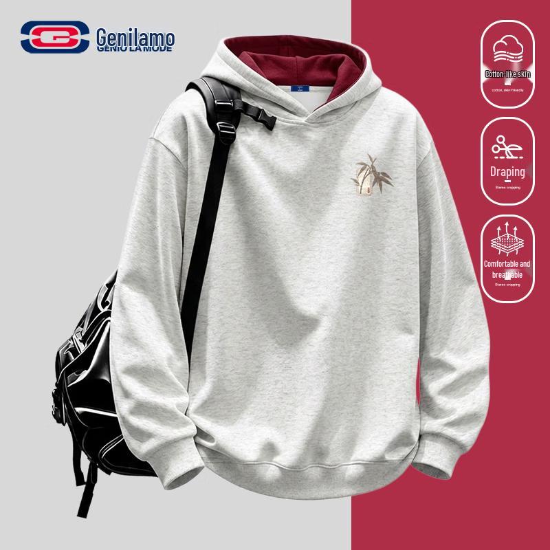 GENIOLAMODE Men's Chinese Style Bamboo Print Hoodie