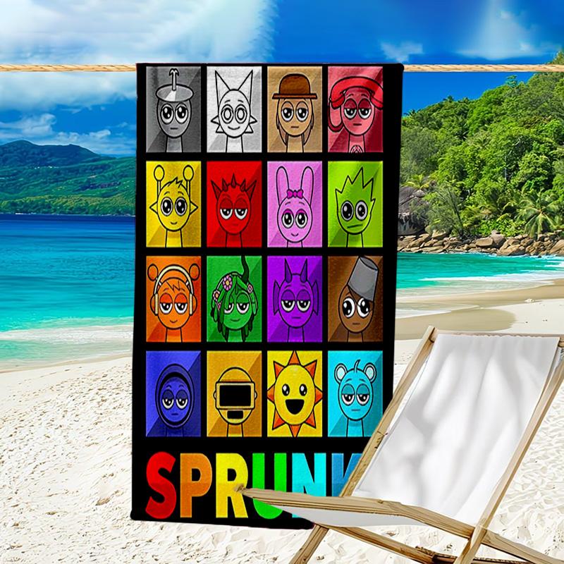 1pc SPRUNKI2 Beach Towel, Beach and Seaside Swimming Pool Equipment, Fashion Pattern, Rectangular, Travel Essentials