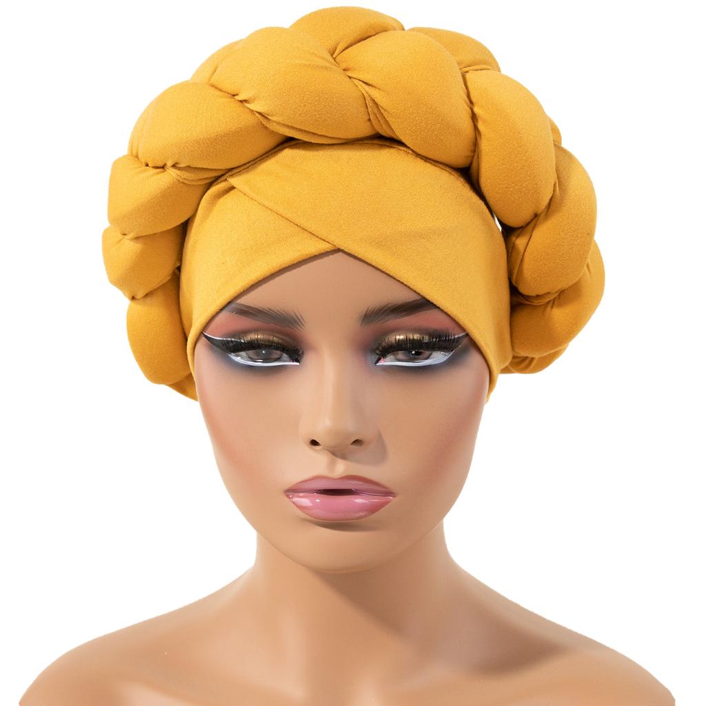 Exaggerated Big Braid Head Band Europe Bohemian Style Flax Turban Cap For Women Nigeria Wedding Party Headpiece Female Headbands
