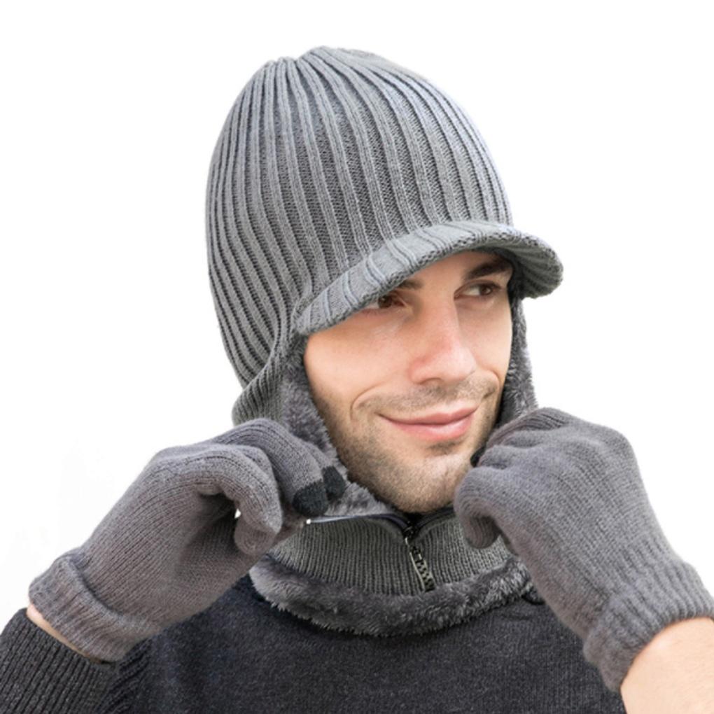 Winter Cold Weather Gear: Neck Warmer, Muffler, Fur Knit Brim Hat, Fleece Lining