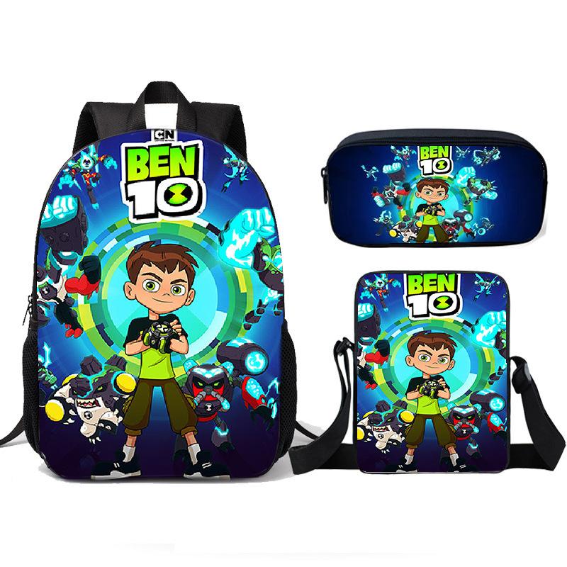 Teenage Hacker BEN10 Backpack, Elementary School Backpack, Three Piece Set, Children's Backpack, Shoulder Bag, Pencil Case