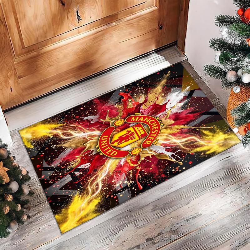 Tappeto in Flanella Stampato Manchester United Antiscivolo Morbido Poliestere Tappeto per Pavimento Tappetino Decorativo per Interni per Camera da Letto Soggiorno Divano