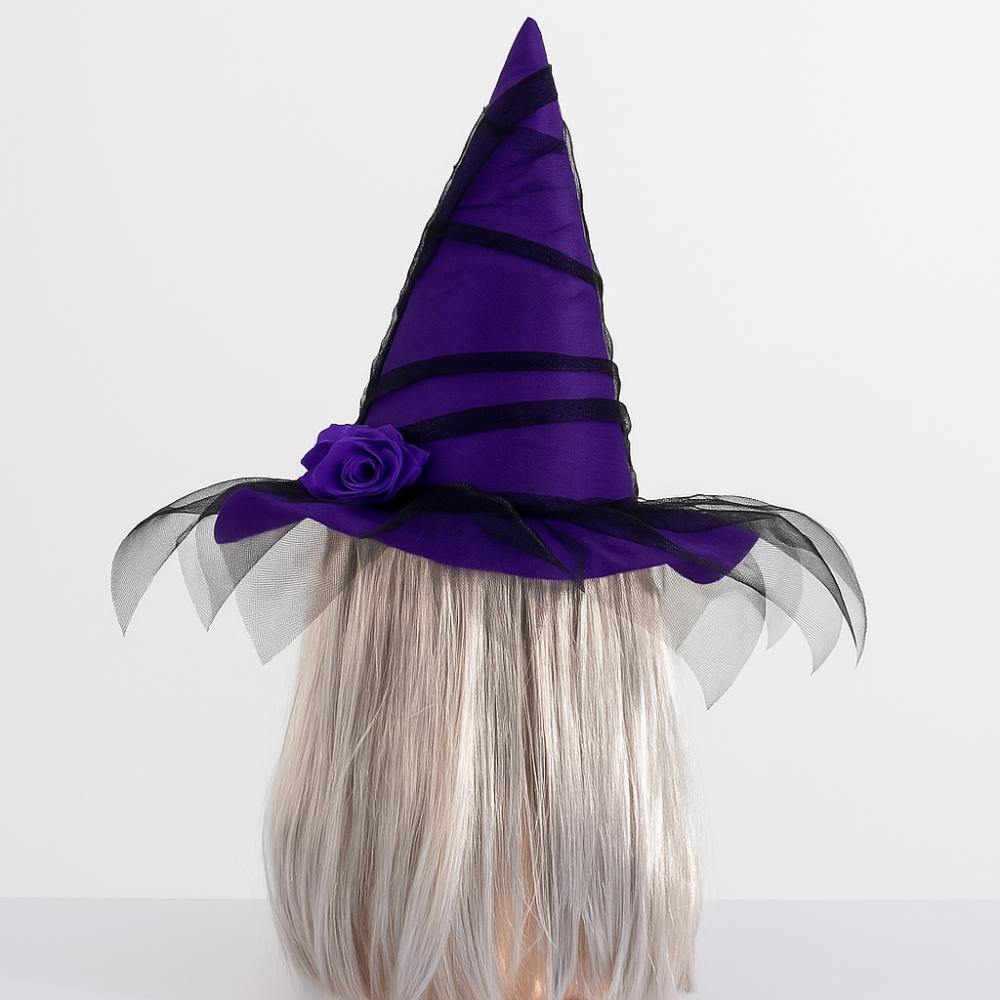 Velvet Cloth Halloween Witch Hat Gothic Queen Mesh Baroque Witch Hat Cosplay Photo Props Decoration Supplies Wizard Cap