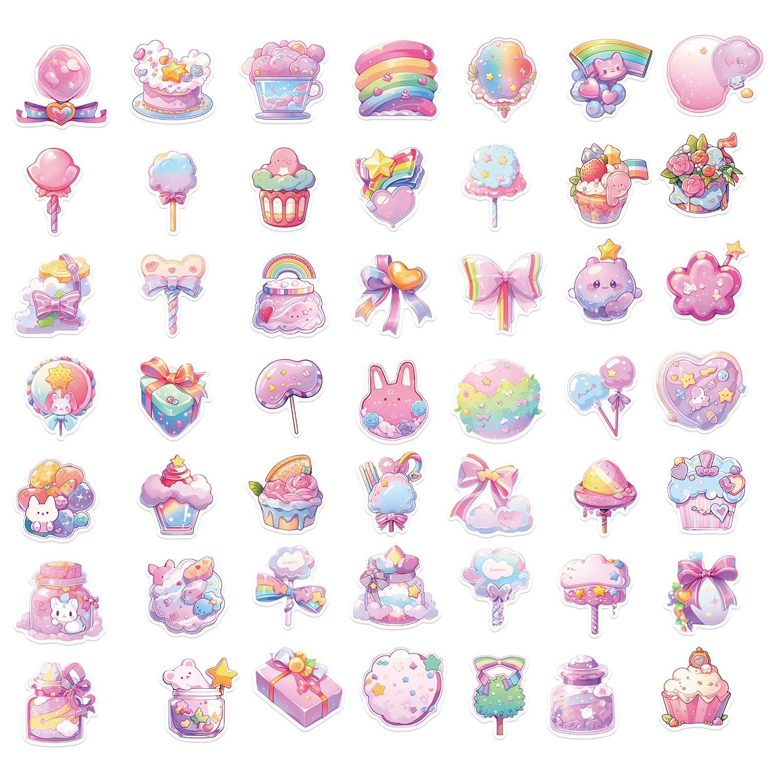 

50 Cartoon Candy Small Items Stickers Guitar Notebook Suitcase DIY Waterproof Stickers