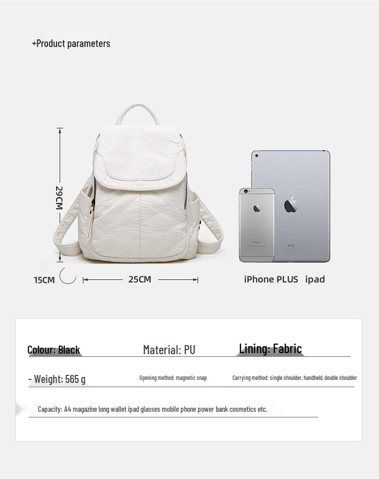 2024 Soft Leather Large Capacity Backpack for Women - Casual Fashion Schoolbag & Travel Bag (Spring/Summer New Arrival)