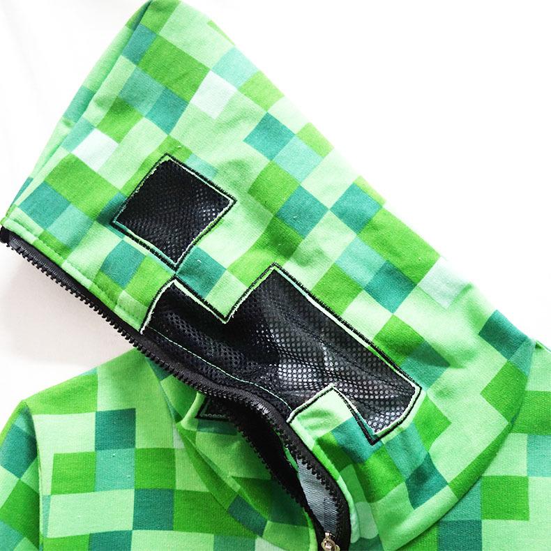 Kids Boys Girls Green Game Long Sleeves Zipper Jacket Coat Pants Sets Halloween Cosplay Costumes Role Play Outfit