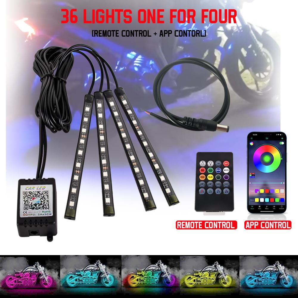 LED Motorcycle Decorative Ambient Light Strip Waterproof Flexible RGB APP Sound Control Moto Backlight Car Atmosphere Lamp 12v
