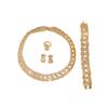Fashion Gold Plated Jewelry Set Dubai African Choker Necklace Earrings Rings Wedding Bridal Jewellery Sets for Women