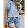 Women's Fashion Casual Summer Spring Flower Pattern Print Short Sleeve Blouses & Shirts