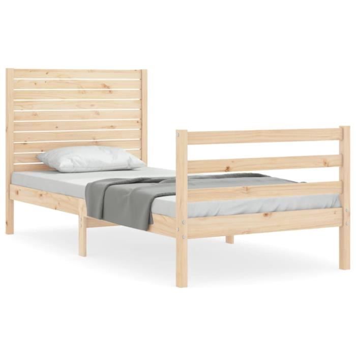 VidaXL Bed Frame with Headboard 90x200 Cm Solid Wood 3195011