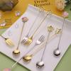 Handle Spoon Five-Pointed Star Gold-Plated Dessert Coffee Tea Long Handle Kitchen Supplies Mixing Spoon Set Heart-Shaped Pendant