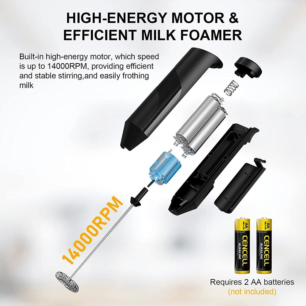 Elektrischer Milchaufschäumer Kaffeemaschine Handrührer Schneebesen Schaumbereiter Getränkemixer mit Ständer Küchenmilch Kaffee Eier Rührwerkzeug