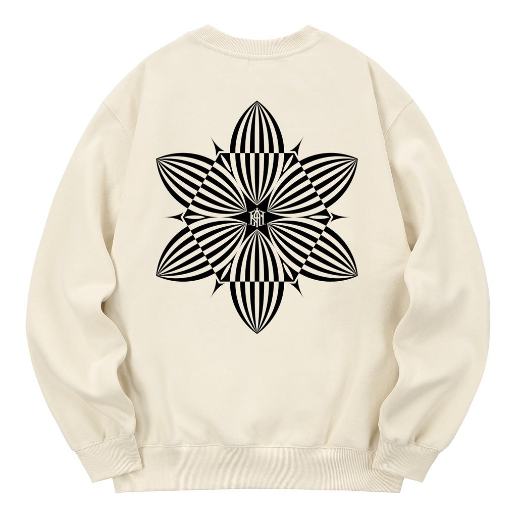 KAN6312 Kmc0085 Khan Of Flower Fleece-Lined Sweatshirt - Cream