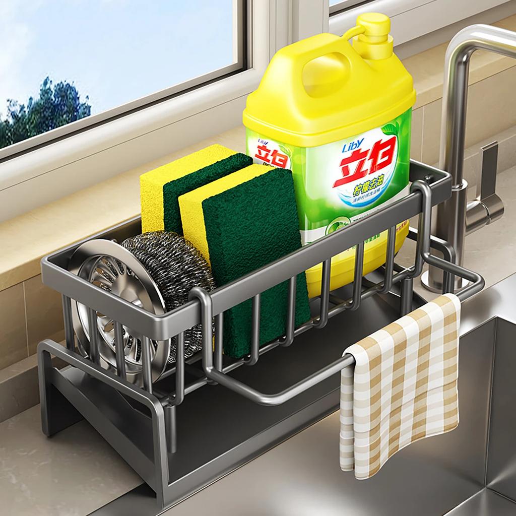 Kitchen Sink Sponge Holder ABS Material Durable Soap Rack Kitchen Supplies Storage Rack Home Spice Rack Drainage Shelf