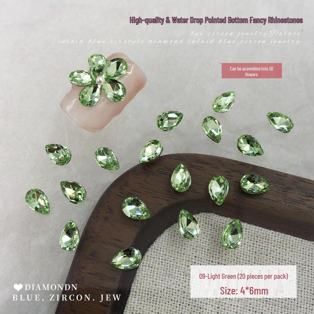 Champagne Pink Rhinestone Flower Nail Art Decorations: Sparkly, Colorful, Five-Petal Design with Pointed Back