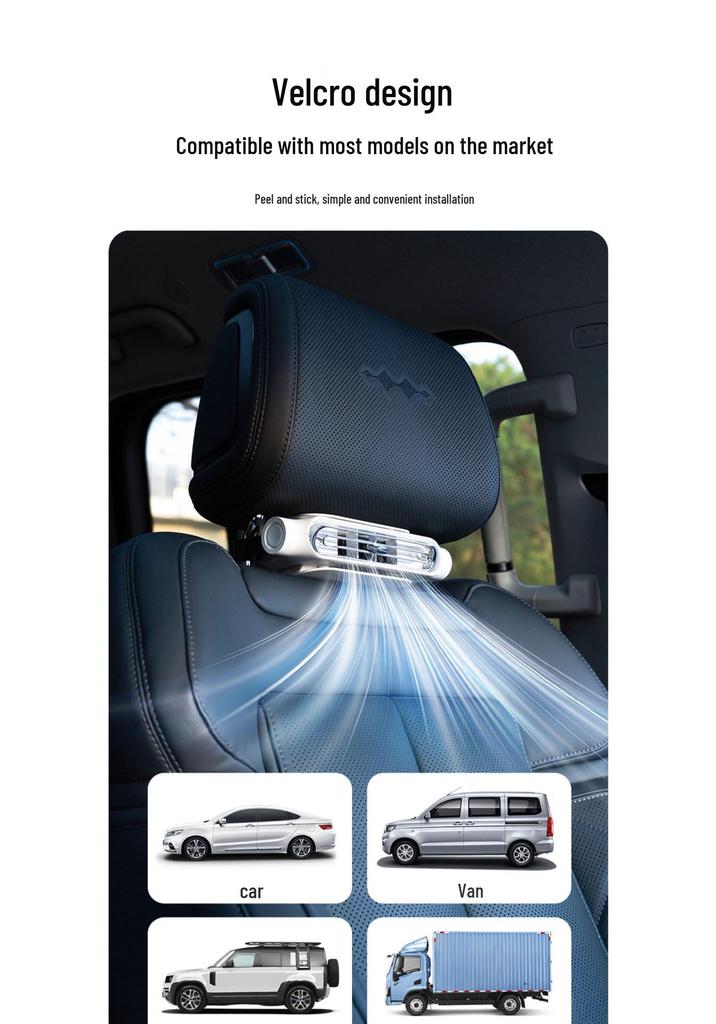 2026 Creative Dual-Turbine Leafless Car Seat Cooling Fan with USB Charging
