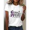 NEW Womens ALZ Print Short Sleeve TShirts Summer Round Neck Casual Tops Tees