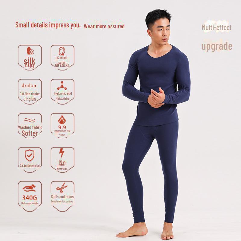 Herren Deutscher Samt Thermo Unterwäsche Set - Nahtlos, Antibakteriell, Übergröße für Herbst/Winter