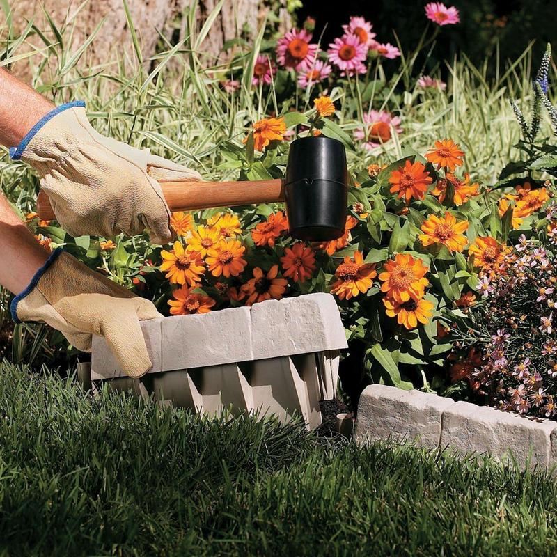 8-Piece set Garden Edging Border Fence Imitation Stones Brick Lawn Plant Flower Grass Support Stake Outdoor Decorative Edging