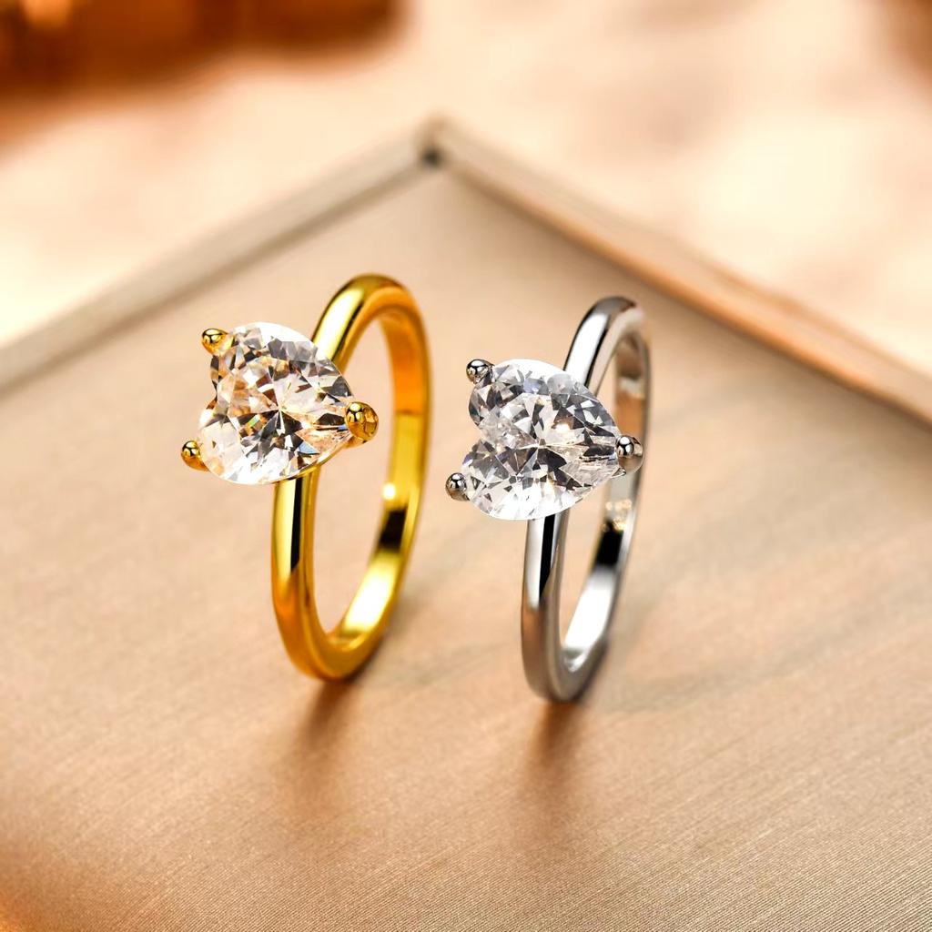 New Light Luxury Heart Zircon Ring For Women Personalized Temperament Fashionable Finger Ring