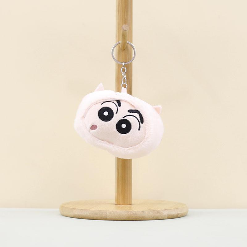 Entzückender Shin-chan Plüsch-Schlüsselanhänger Niedliches Geräusche machendes Spielzeug 8cm Weiche PP-Baumwolle