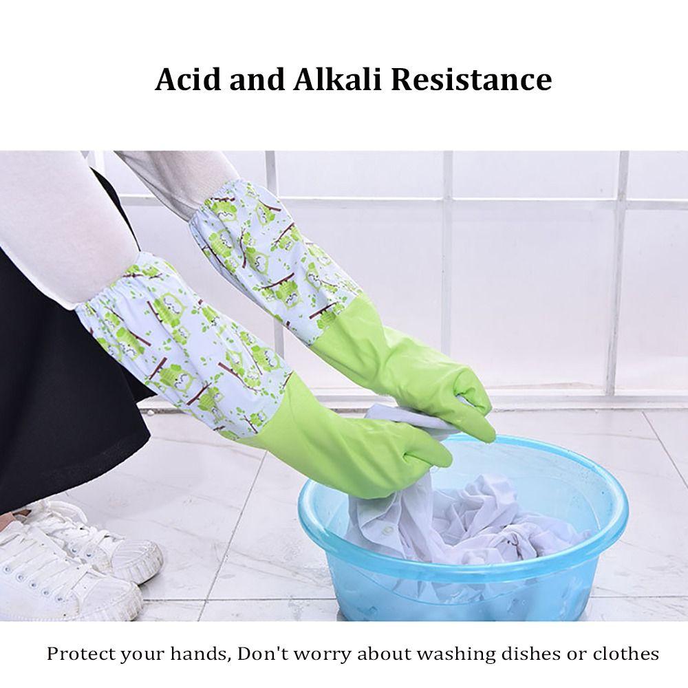 Waterproof Cleaning Rubber Gloves Warm Dishwashing Gloves Durable Plush Gloves for Kitchen Laundry
