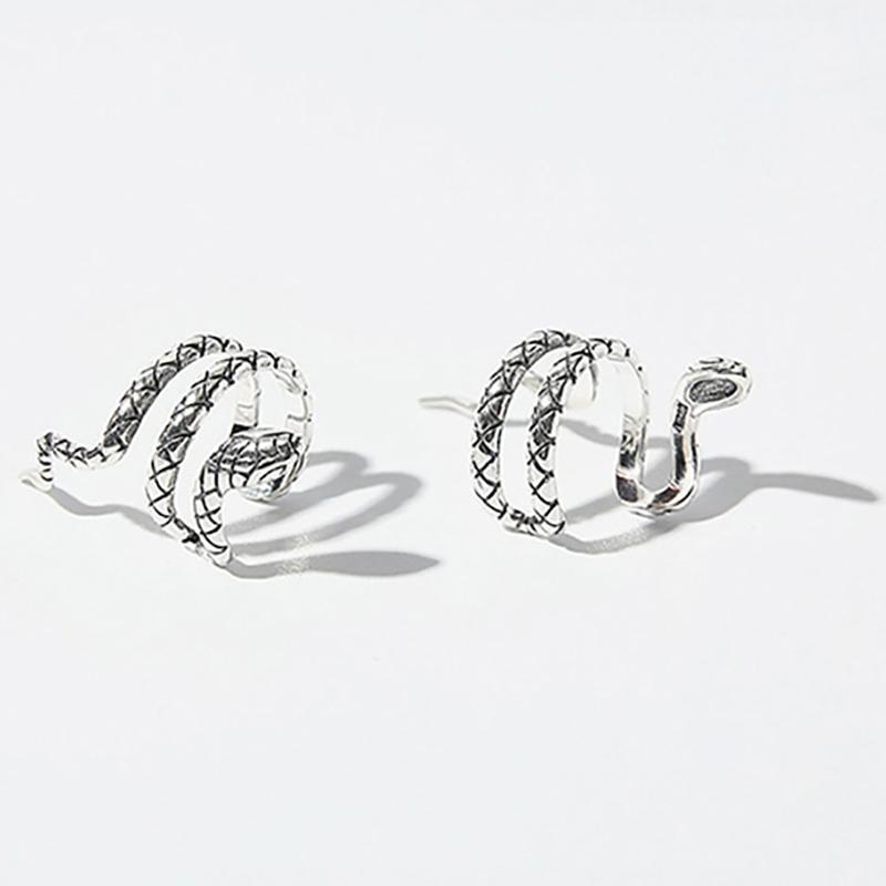 

Foxanry змеиные геометрические серьги для женщин, креативные винтажные зажимы для ушей в стиле хип-хоп, вечерние ювелирные аксессуары, подарки 8mm серебряный
