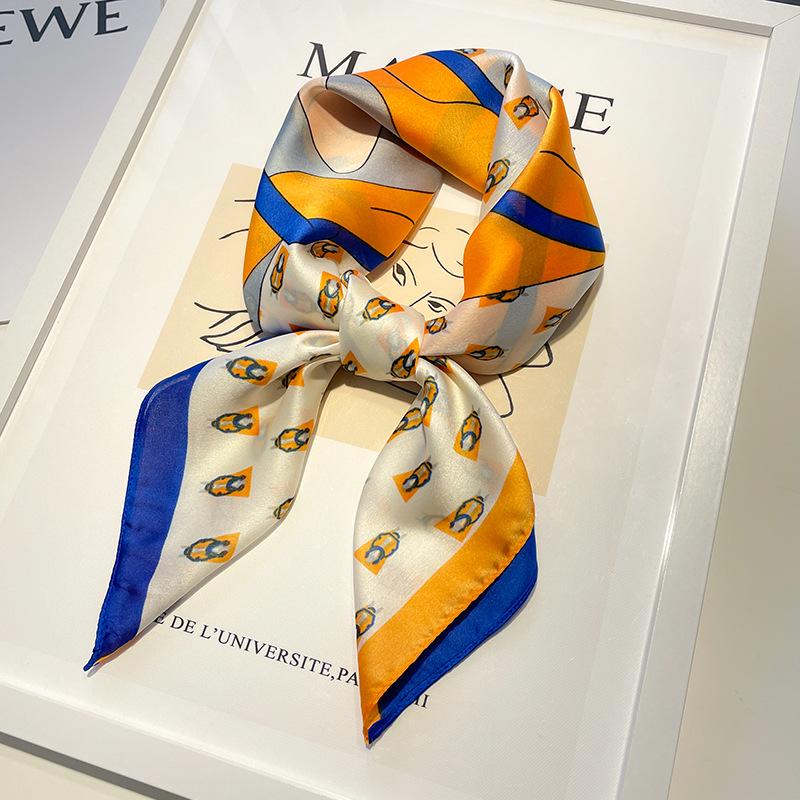 Women's 70x70 Oil Painting Square Scarf - Floral Design, Elegant Neck Accessory for All Seasons