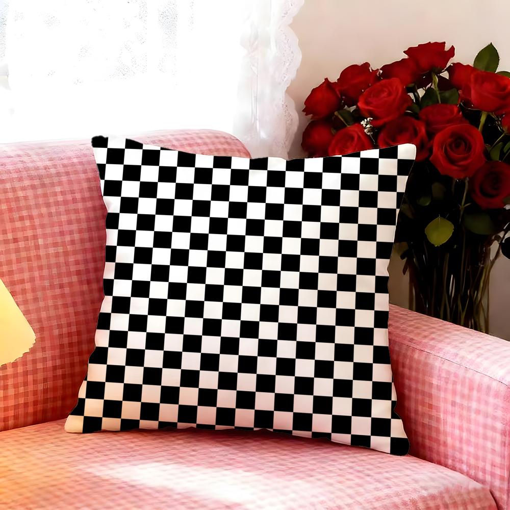 Stylish Black White Checkerboard Cushion Cover Premium Soft Pillowcase SkinFriendly MultiPurpose for Home Office Travel