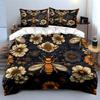 Bee and Floral Home Decor Set Soft Comfortable Duvet Cover Bedding Set Included 1*Duvet Cover & 2*Pillowcases Gift