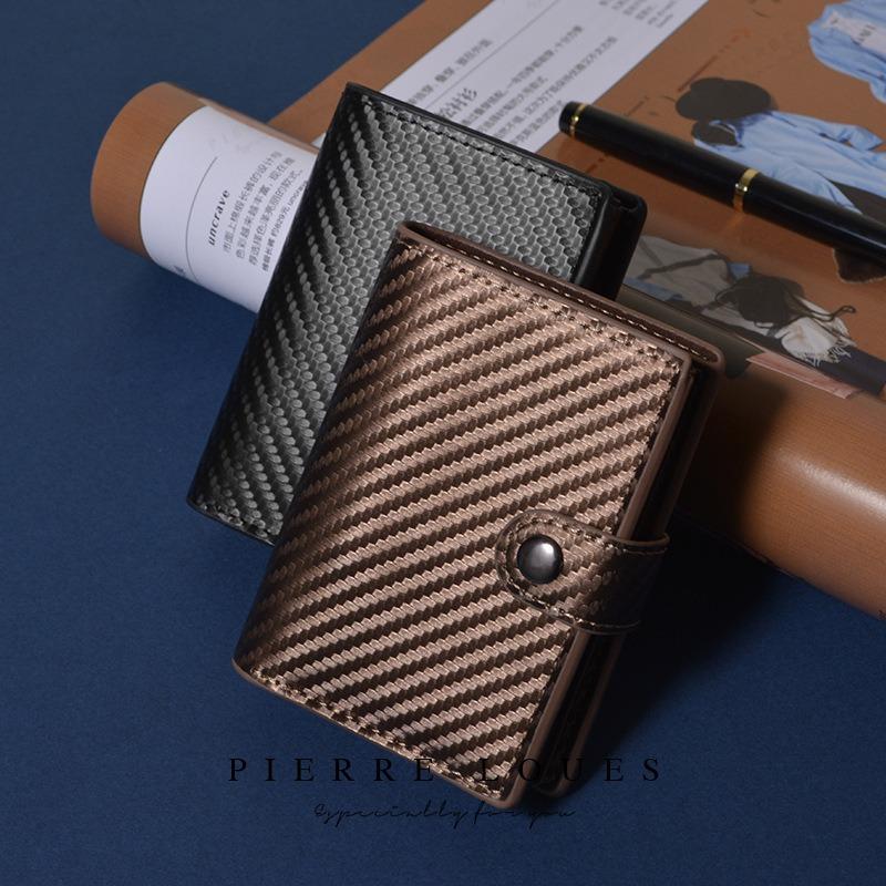Card bag buckle automatic elastic card cover access control protective cover plaid aluminum box 20% off change bag trend card bag