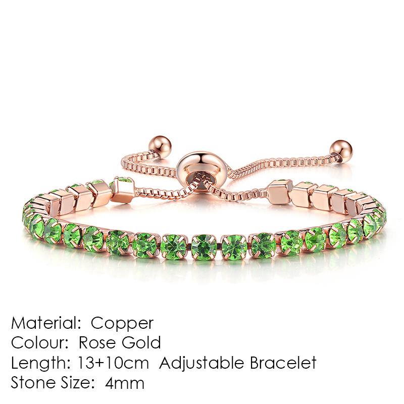 ZHOUYANG Tennis Bracelet For Women Luxury Handy Adjustable 4 Claws Mosaic 4mm Zirconia Rose Gold Color Fashion Jewelry Gift H133
