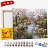 Quadro para Pintar por Números com Moldura Parque na Primavera 70x50 Cm