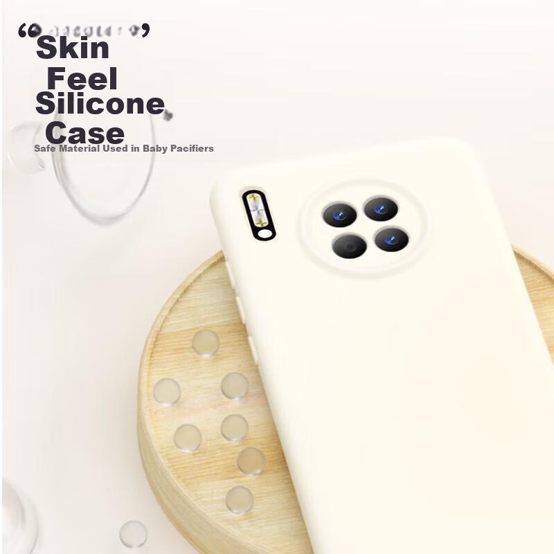 Huawei Mate30 Case Liquid Silicone Soft Cover Full Protection Lens Anti-Drop Anti-Fingerprint Minimalist Cloud Blue